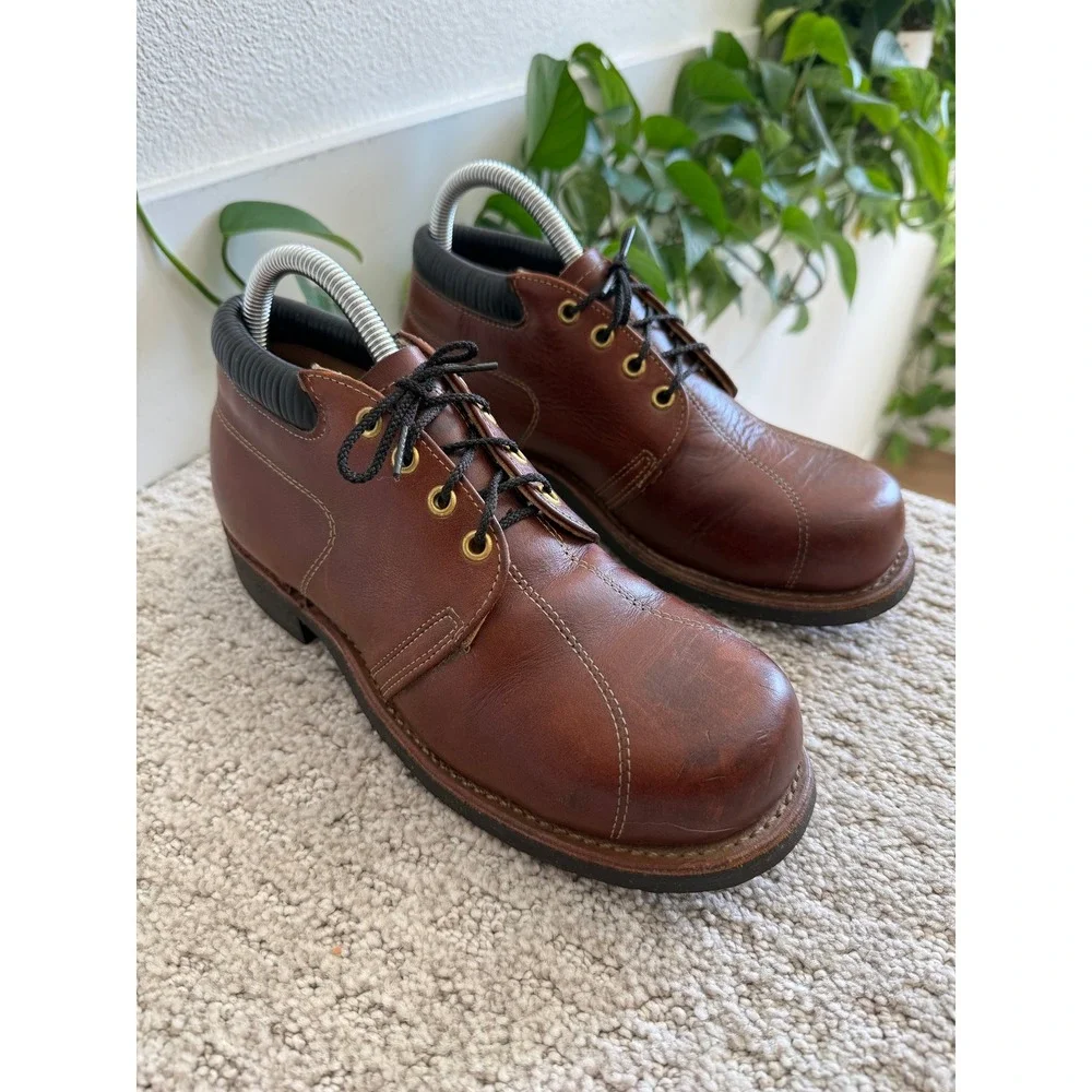 Vintage Red Wing USA Steel Toe Work Boots Men 6.5 C Brown Leather Oil Resistant